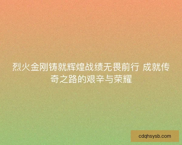 烈火金刚铸就辉煌战绩无畏前行 成就传奇之路的艰辛与荣耀