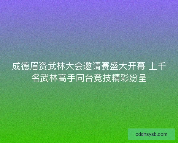 成德眉资武林大会邀请赛盛大开幕 上千名武林高手同台竞技精彩纷呈