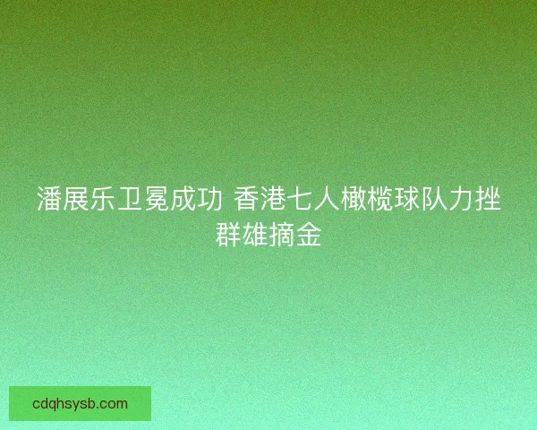 潘展乐卫冕成功 香港七人橄榄球队力挫群雄摘金