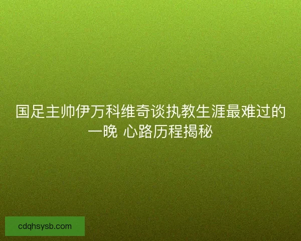 国足主帅伊万科维奇谈执教生涯最难过的一晚 心路历程揭秘